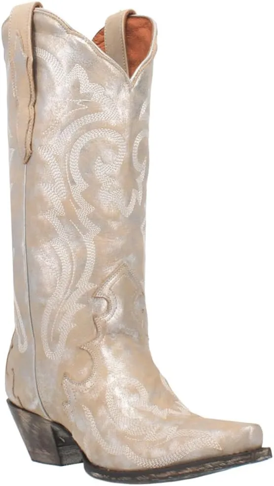 Dan Post Womens Frost Bite Metallic Snip Toe Dress Boots Mid Calf Low Heel 1-2" - Silver