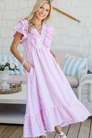 Darling Daydream Pink Seersucker Dress