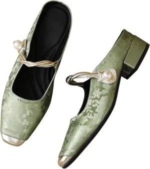 Dear Time Women's Closed Toe Mary Jane Backless Flats Slip-on Mules Casual Comfortable Shoes