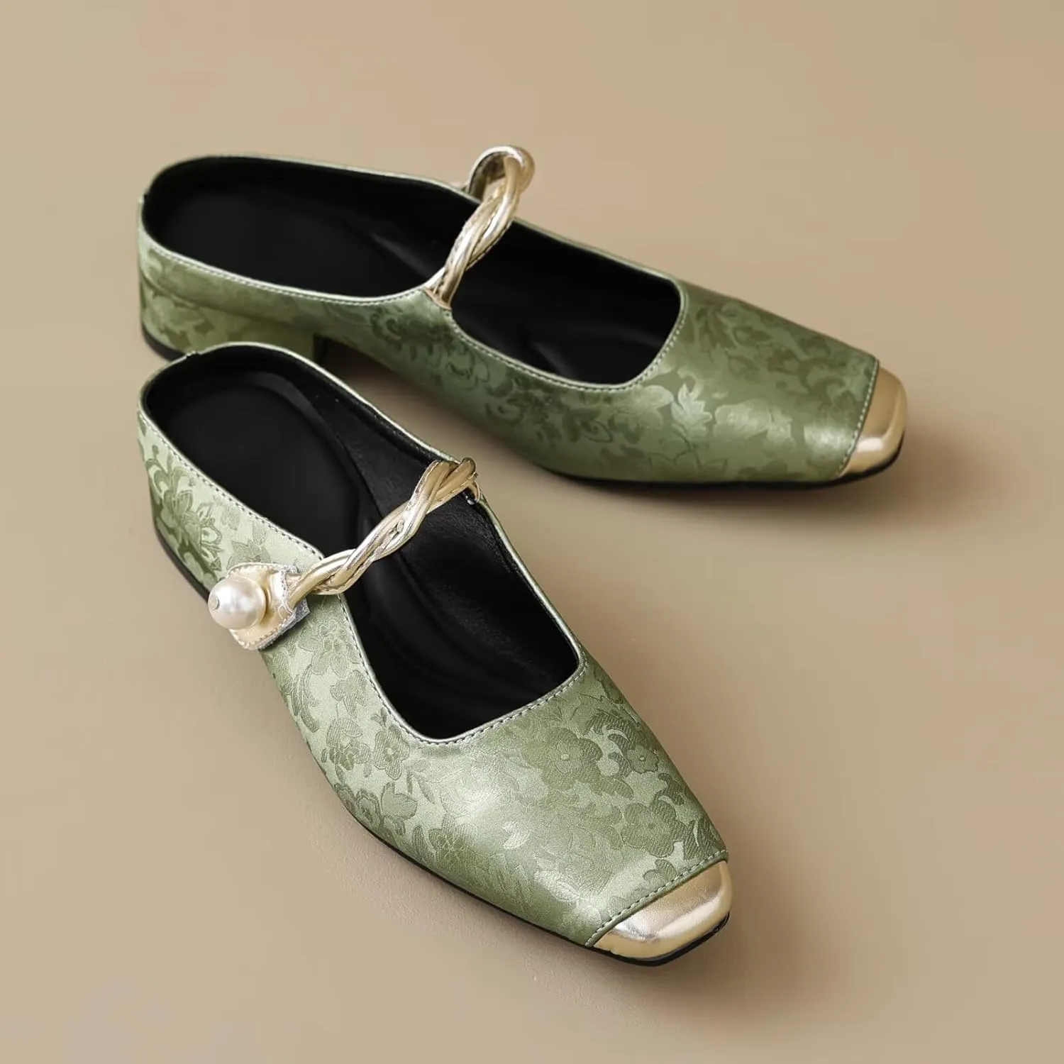 Dear Time Women's Closed Toe Mary Jane Backless Flats Slip-on Mules Casual Comfortable Shoes