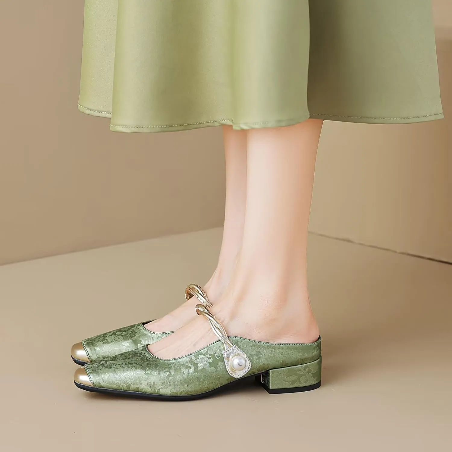 Dear Time Women's Closed Toe Mary Jane Backless Flats Slip-on Mules Casual Comfortable Shoes