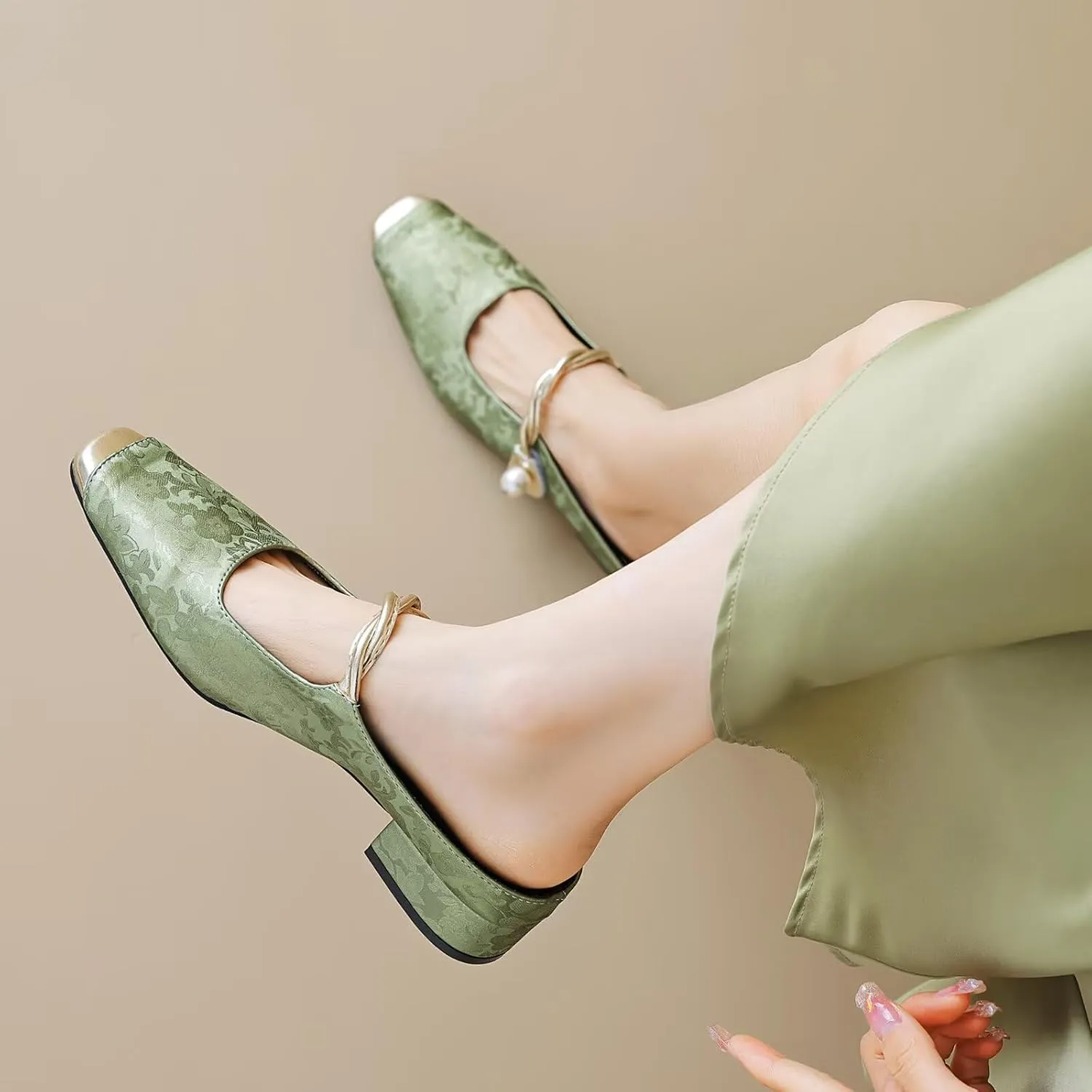 Dear Time Women's Closed Toe Mary Jane Backless Flats Slip-on Mules Casual Comfortable Shoes