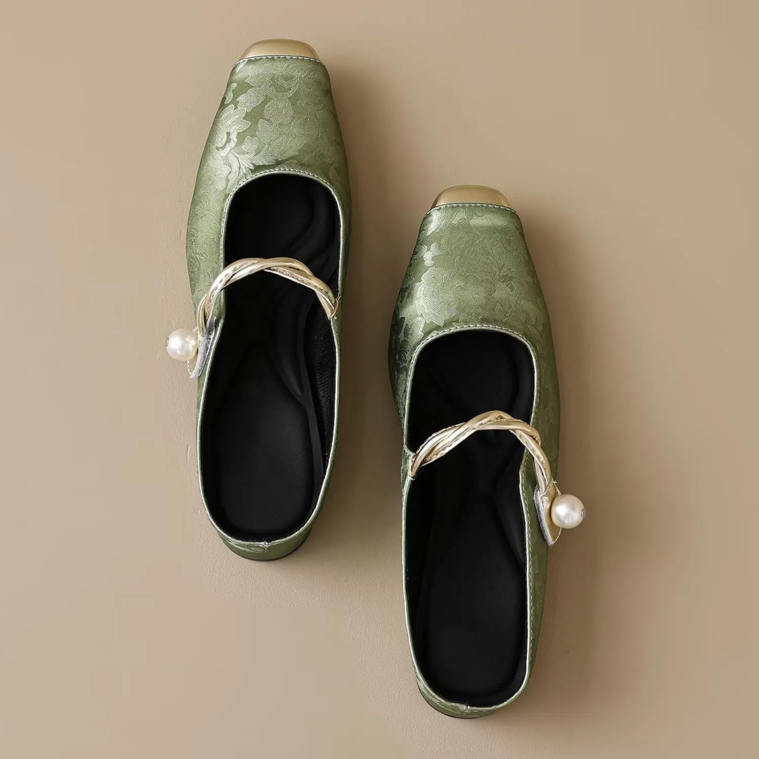 Dear Time Women's Closed Toe Mary Jane Backless Flats Slip-on Mules Casual Comfortable Shoes
