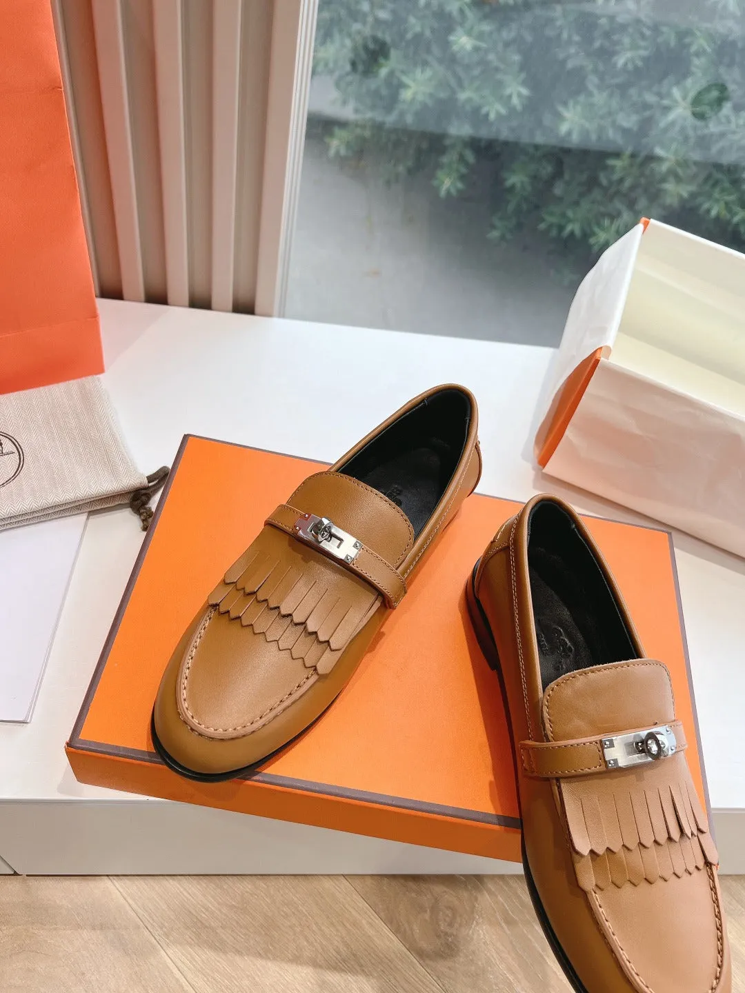Destin Loafer Brown Goatskin with Fringe Detail