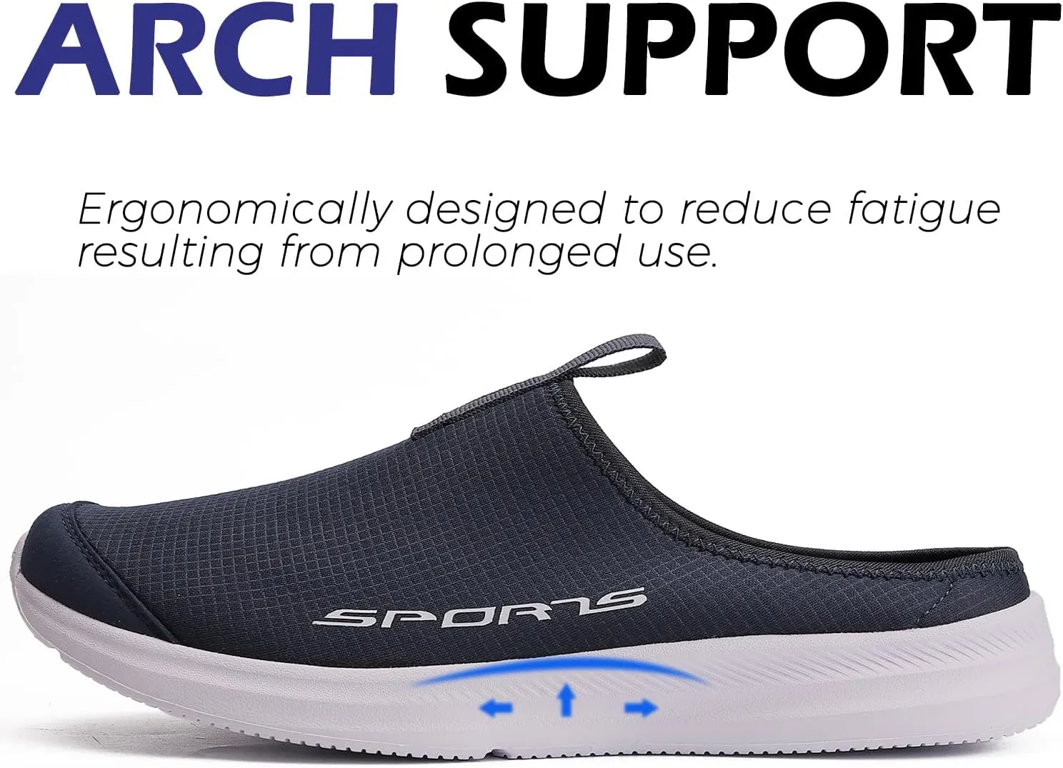 DimaiGlobal Mens Slippers with Arch Support Casual Mules Clog Open Back Shoes Comfort Slip-On Walking Loafer Indoor Outdoor House Shoes