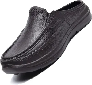DirraBra Men's Arch Support Orthopedic Slip on Mules,Baotou Backless Plantar Fasciitis Relief Mules Slippers Breathable Outdoor Casual Non-Slip Driving Loafers