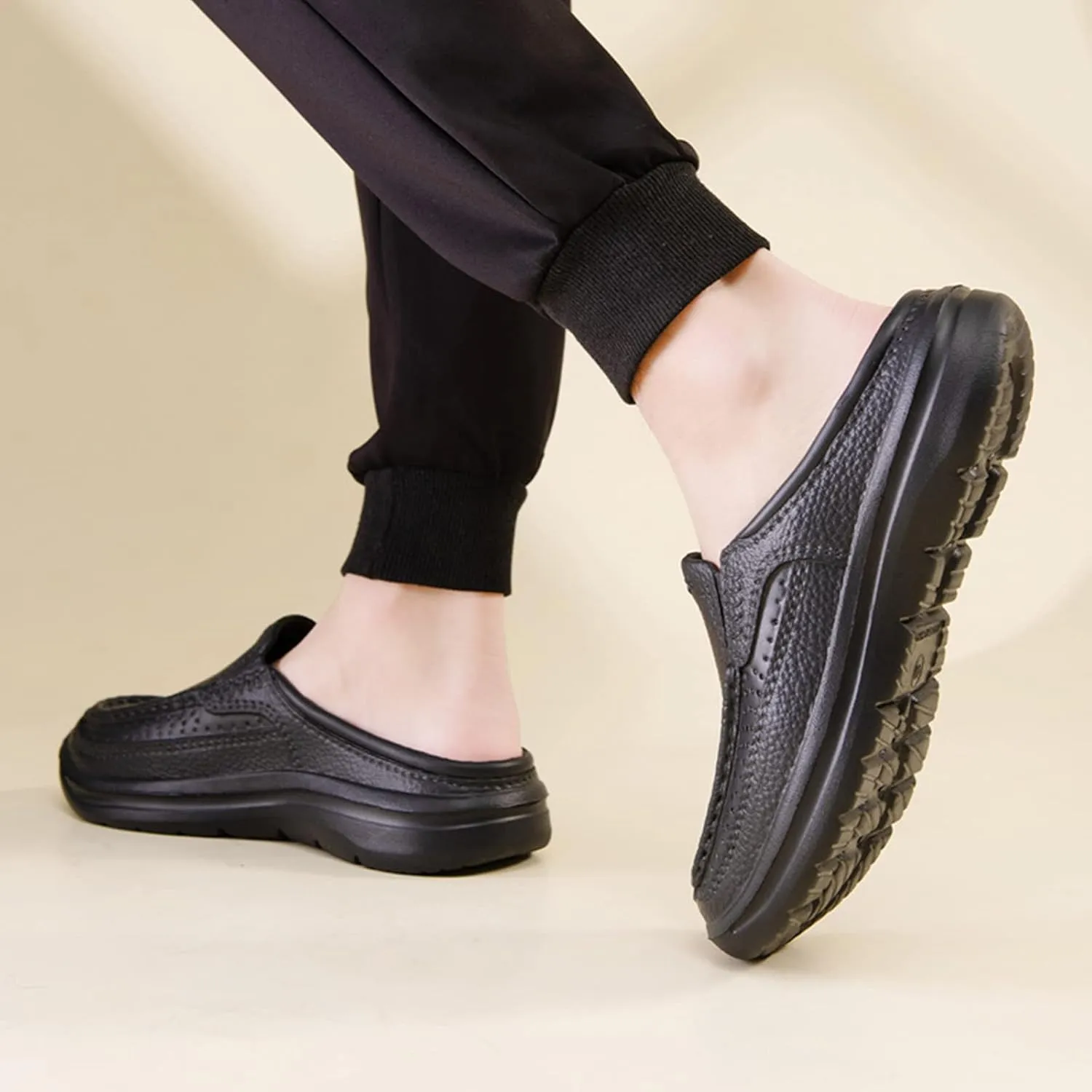 DirraBra Men's Arch Support Orthopedic Slip on Mules,Baotou Backless Plantar Fasciitis Relief Mules Slippers Breathable Outdoor Casual Non-Slip Driving Loafers
