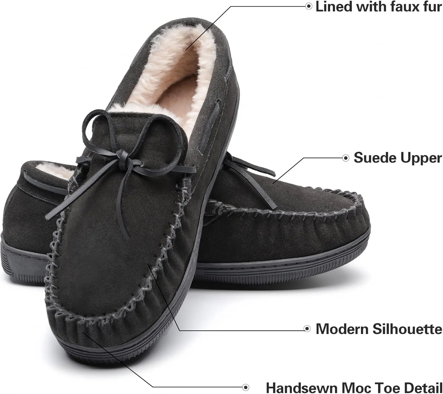 DREAM PAIRS Men's Moccasin Slippers Fuzzy Plush House Shoes Indoor Outdoor Fleece Lining Loafers