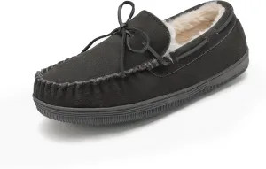 DREAM PAIRS Men's Moccasin Slippers Fuzzy Plush House Shoes Indoor Outdoor Fleece Lining Loafers