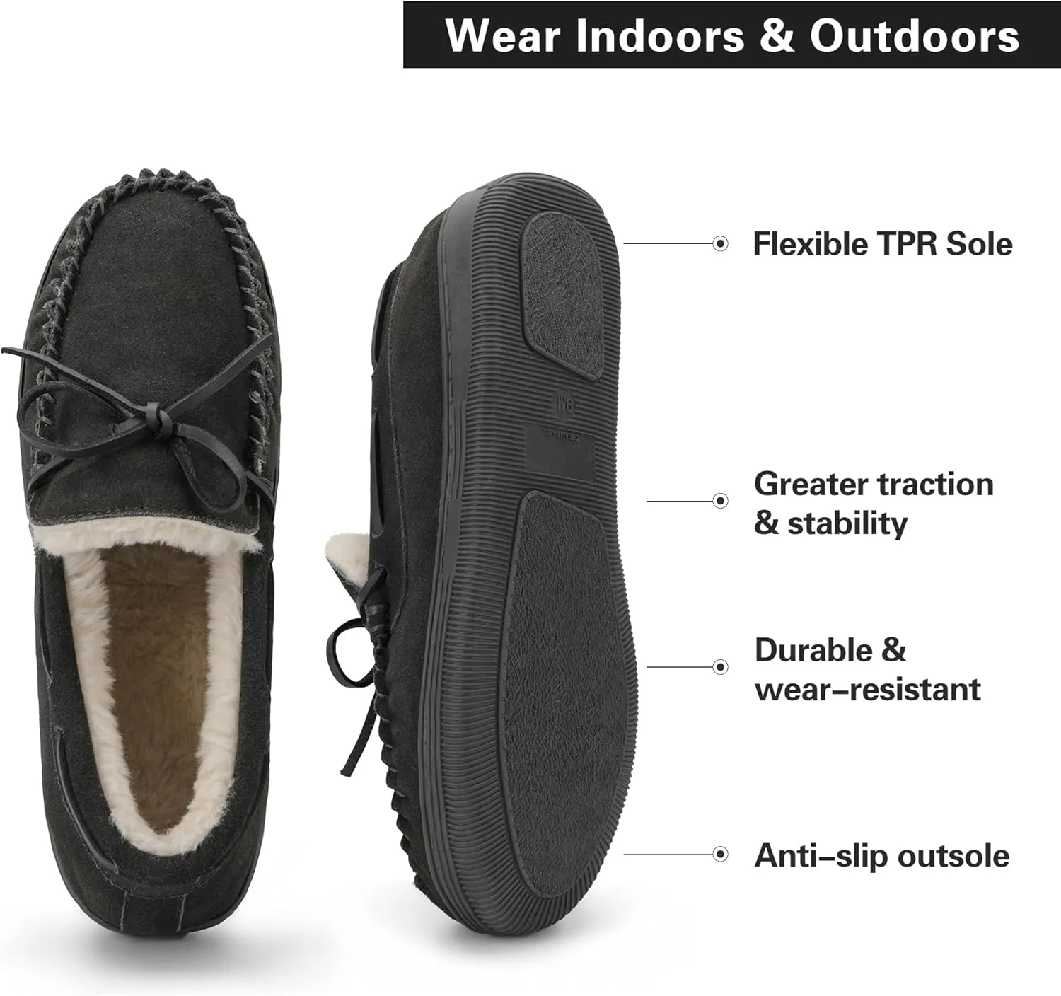 DREAM PAIRS Men's Moccasin Slippers Fuzzy Plush House Shoes Indoor Outdoor Fleece Lining Loafers