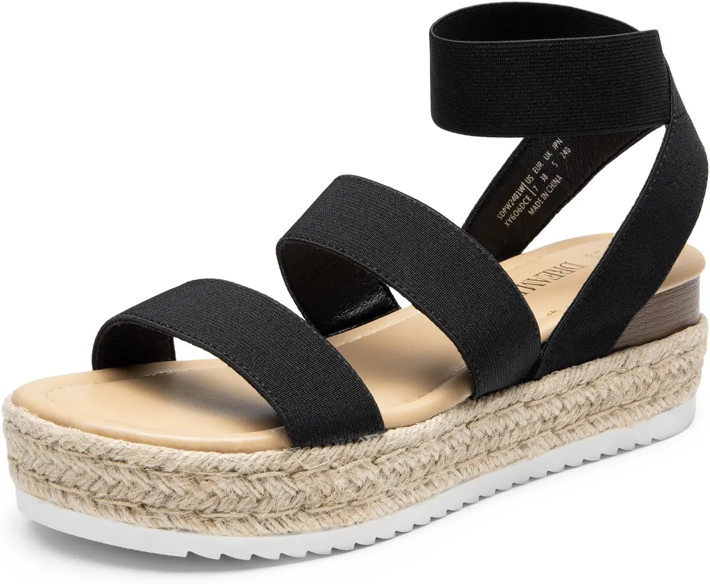 DREAM PAIRS Strappy Espadrille Platform Wedge Sandals for Women Dressy Summer, Comfortable Open Toe Sandals with Cushioned Insole and Ankle Strap Buckle