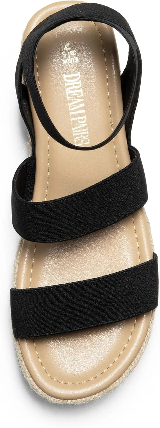 DREAM PAIRS Strappy Espadrille Platform Wedge Sandals for Women Dressy Summer, Comfortable Open Toe Sandals with Cushioned Insole and Ankle Strap Buckle