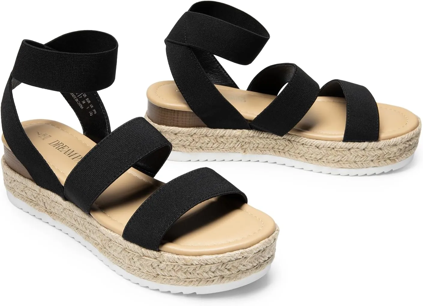 DREAM PAIRS Strappy Espadrille Platform Wedge Sandals for Women Dressy Summer, Comfortable Open Toe Sandals with Cushioned Insole and Ankle Strap Buckle