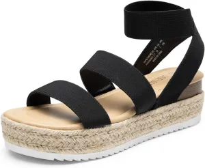 DREAM PAIRS Strappy Espadrille Platform Wedge Sandals for Women Dressy Summer, Comfortable Open Toe Sandals with Cushioned Insole and Ankle Strap Buckle