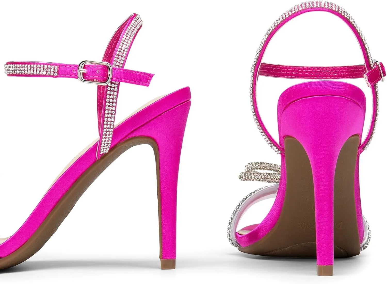 DREAM PAIRS Women's Heels Round Toe Rhinestone Double Bowknots Sparkly Stilettos Heeled Sandals Shoes for Party Evening