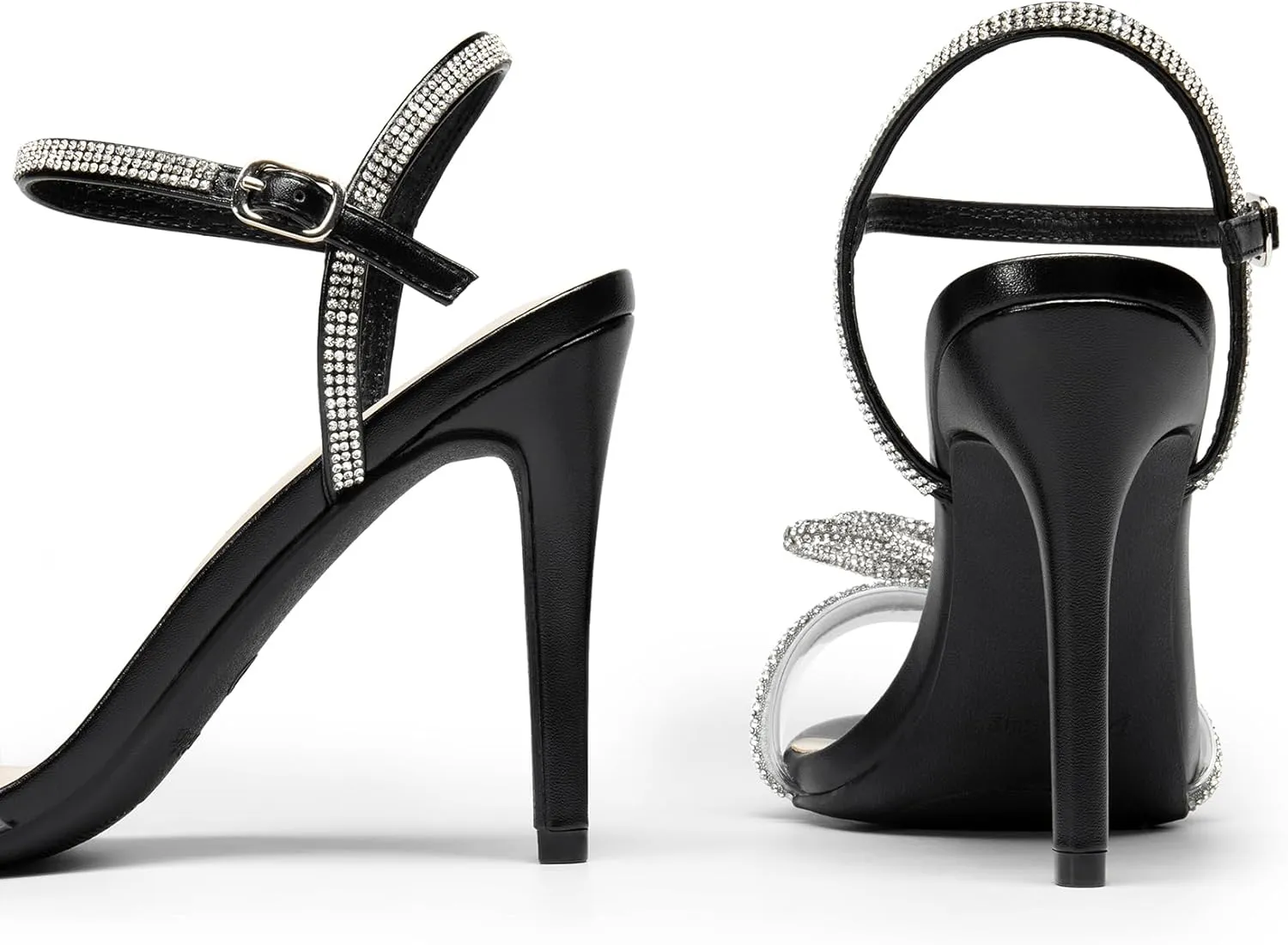 DREAM PAIRS Women's Heels Round Toe Rhinestone Double Bowknots Sparkly Stilettos Heeled Sandals Shoes for Party Evening