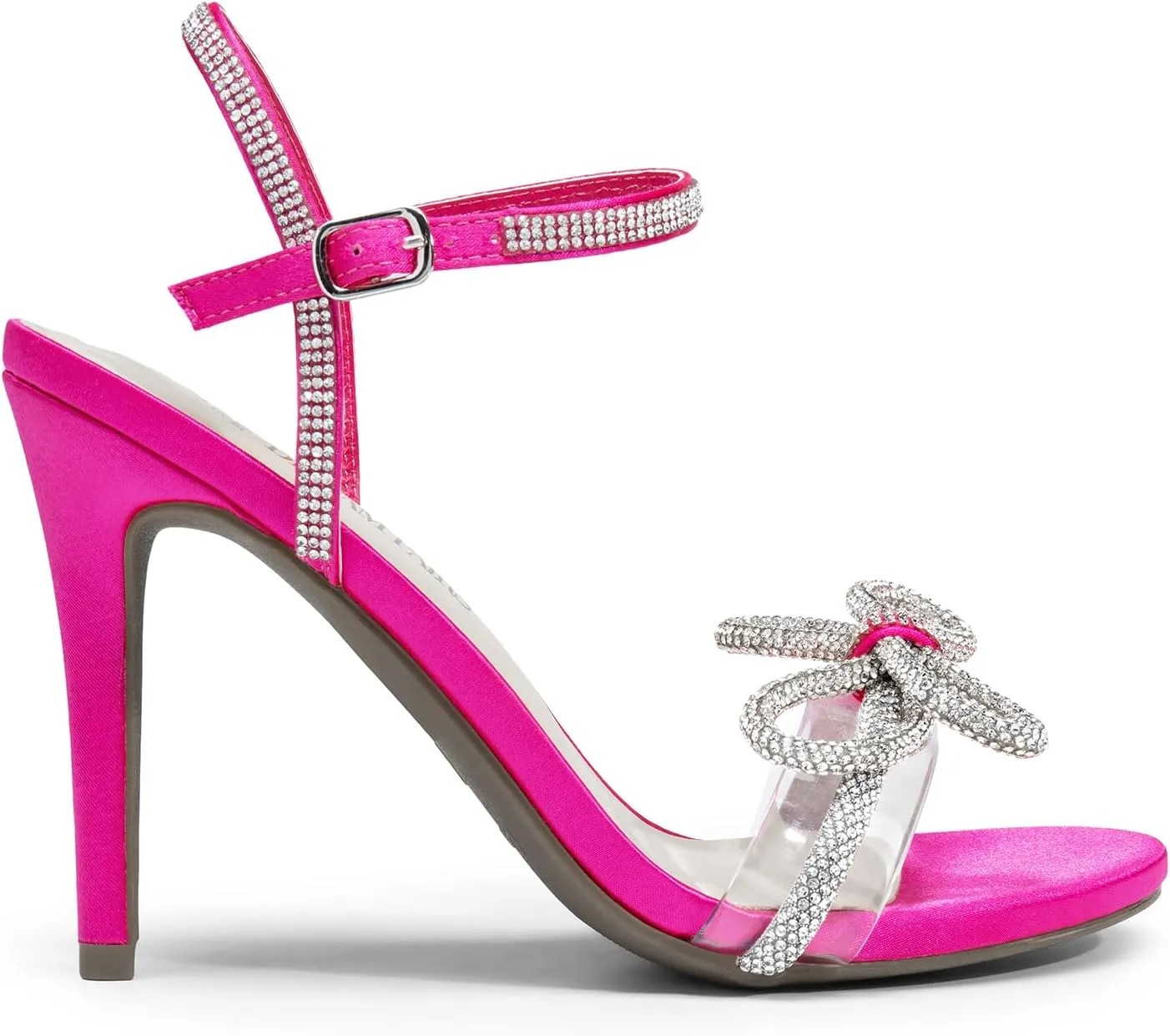 DREAM PAIRS Women's Heels Round Toe Rhinestone Double Bowknots Sparkly Stilettos Heeled Sandals Shoes for Party Evening
