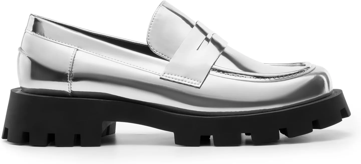 DREAM PAIRS Women's Loafers, Lug Sole Slip On Platform Chunky Penny Loafers for Women Dressy and Work, Business Casual Shoes for Women