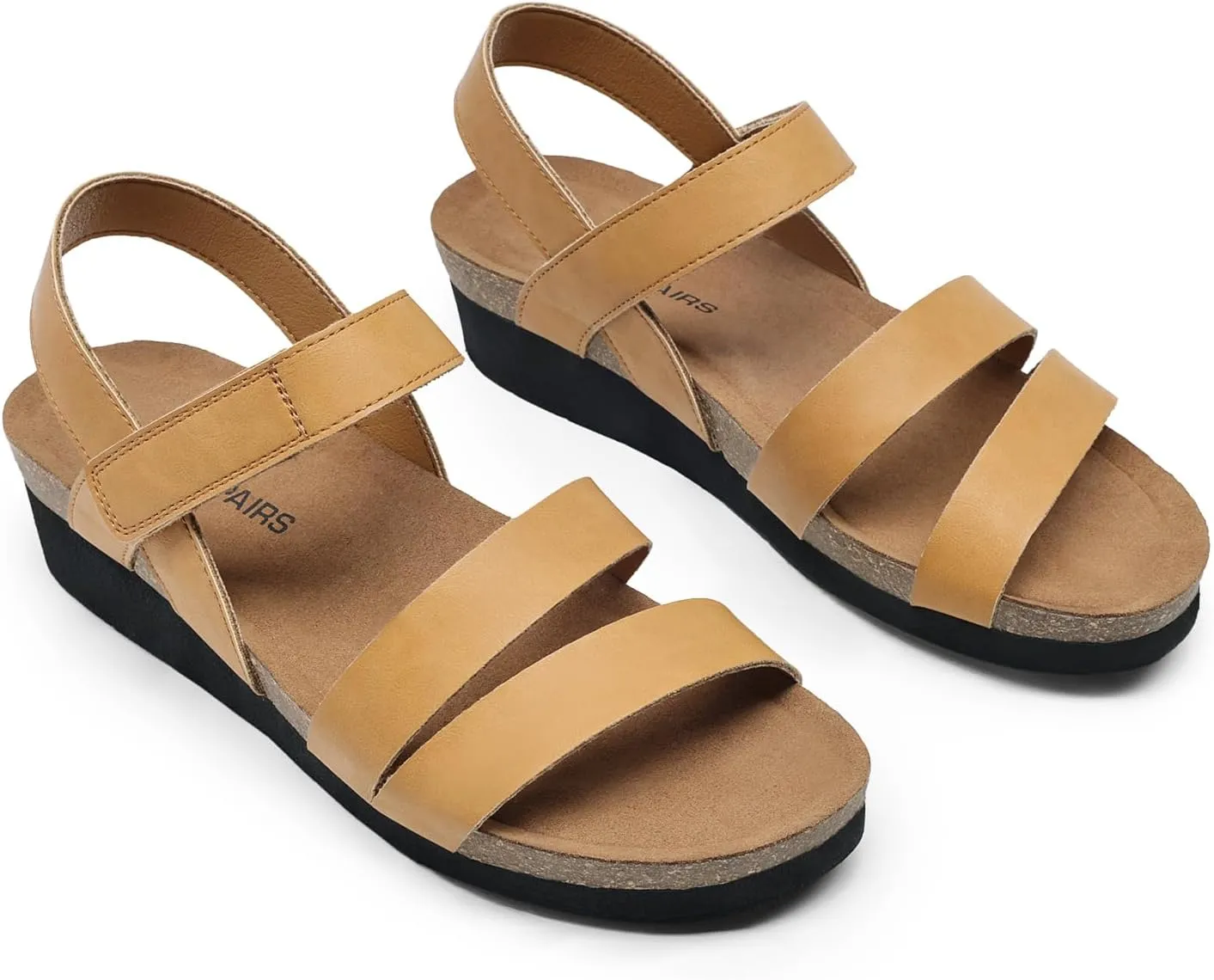DREAM PAIRS Women's Low Heel Wedge Sandals, Round-Toe Comfortable Casual Flatform Dress Shoes with Arch Support