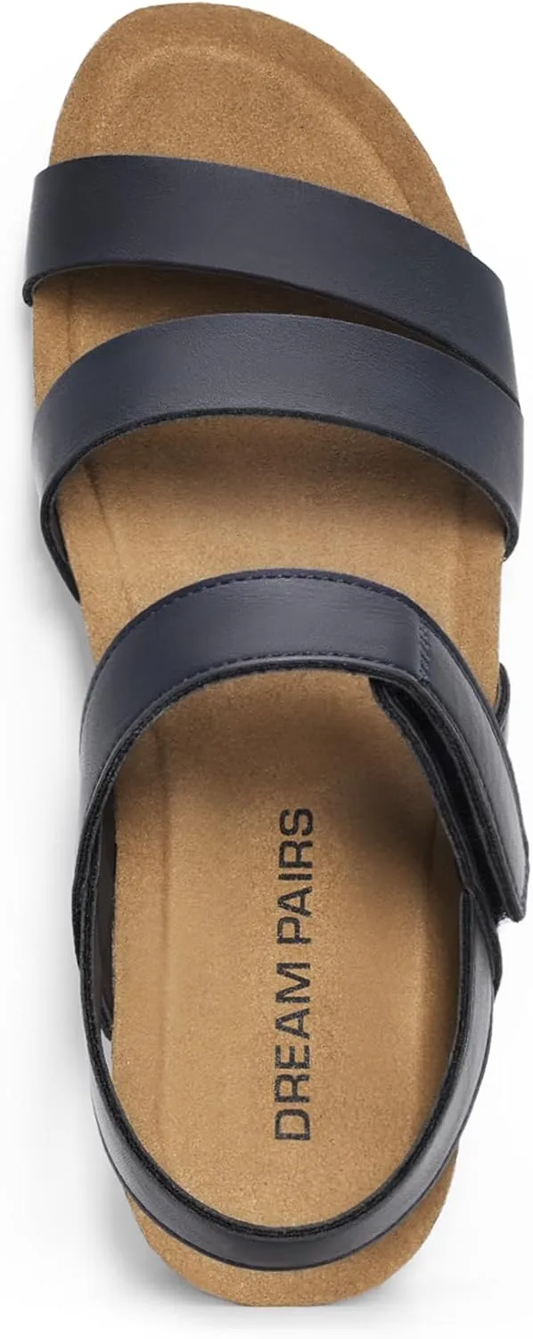 DREAM PAIRS Women's Low Heel Wedge Sandals, Round-Toe Comfortable Casual Flatform Dress Shoes with Arch Support