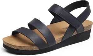 DREAM PAIRS Women's Low Heel Wedge Sandals, Round-Toe Comfortable Casual Flatform Dress Shoes with Arch Support
