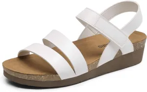 DREAM PAIRS Women's Low Heel Wedge Sandals, Round-Toe Comfortable Casual Flatform Dress Shoes with Arch Support