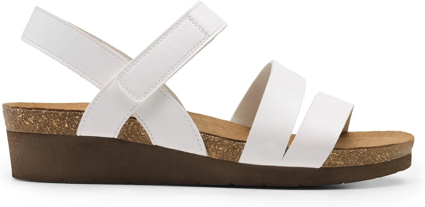 DREAM PAIRS Women's Low Heel Wedge Sandals, Round-Toe Comfortable Casual Flatform Dress Shoes with Arch Support