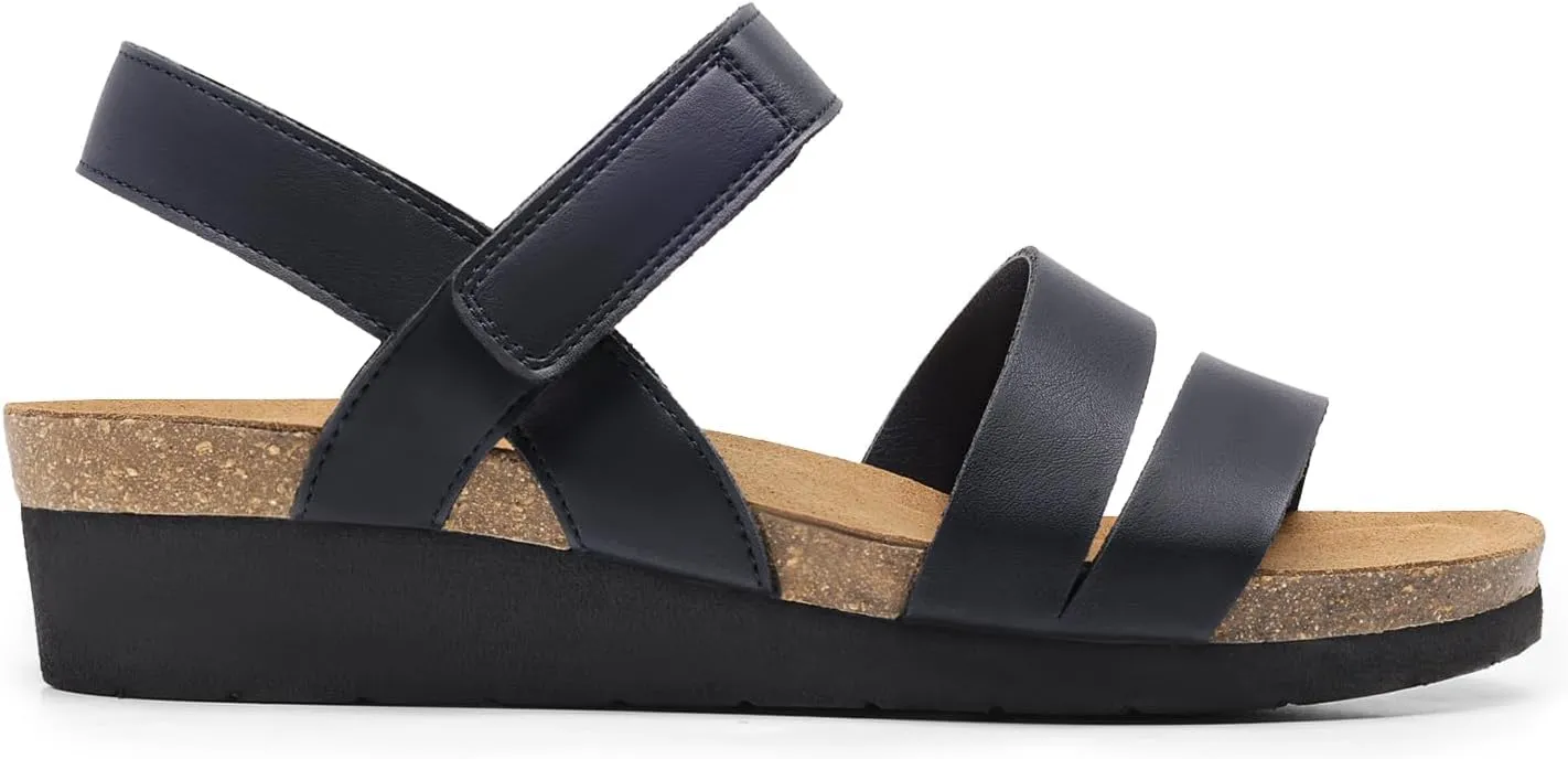 DREAM PAIRS Women's Low Heel Wedge Sandals, Round-Toe Comfortable Casual Flatform Dress Shoes with Arch Support