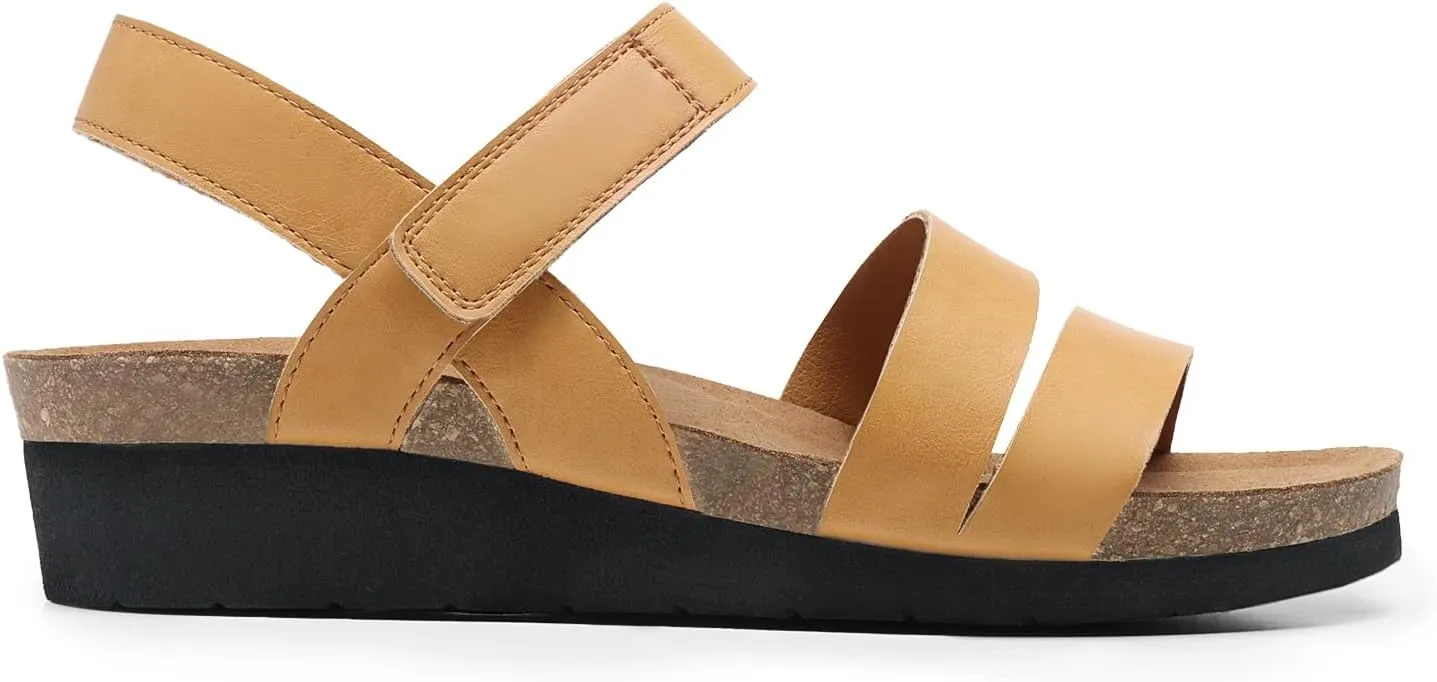 DREAM PAIRS Women's Low Heel Wedge Sandals, Round-Toe Comfortable Casual Flatform Dress Shoes with Arch Support