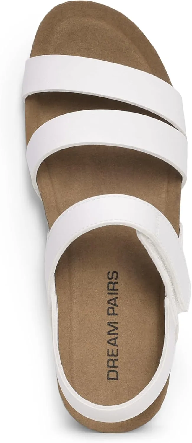 DREAM PAIRS Women's Low Heel Wedge Sandals, Round-Toe Comfortable Casual Flatform Dress Shoes with Arch Support