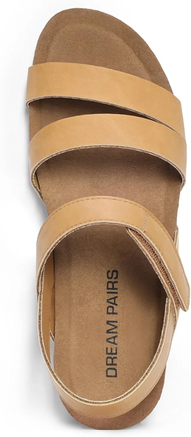 DREAM PAIRS Women's Low Heel Wedge Sandals, Round-Toe Comfortable Casual Flatform Dress Shoes with Arch Support