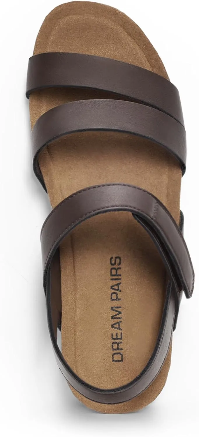 DREAM PAIRS Women's Low Heel Wedge Sandals, Round-Toe Comfortable Casual Flatform Dress Shoes with Arch Support