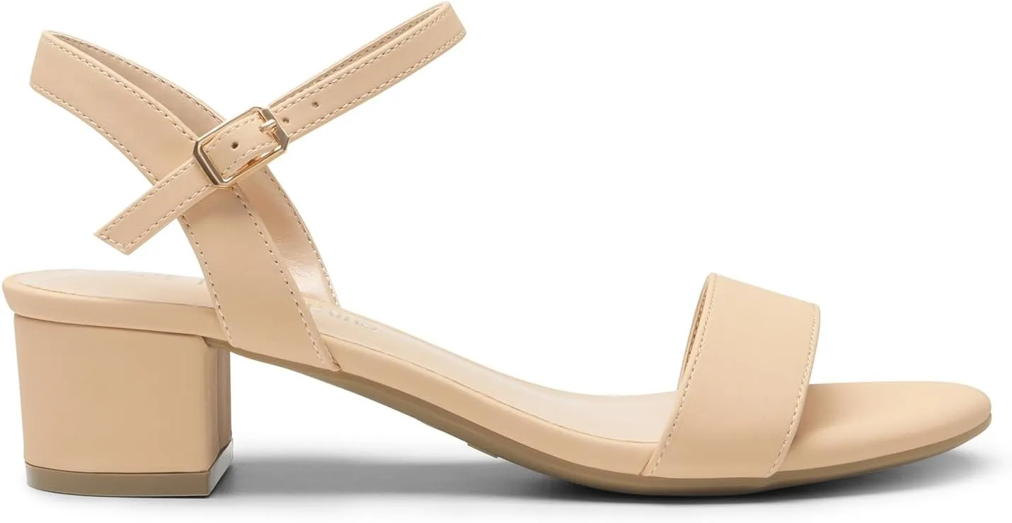 DREAM PAIRS Women's Low Heels for Women Classic Open Toe Ankle Strap Block Chunky Heel Sandals Holiday Party Wedding Dress Pumps Shoes