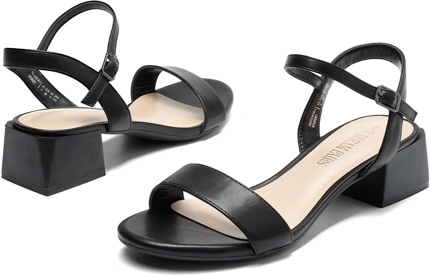 DREAM PAIRS Women's Low Heels for Women Classic Open Toe Ankle Strap Block Chunky Heel Sandals Holiday Party Wedding Dress Pumps Shoes