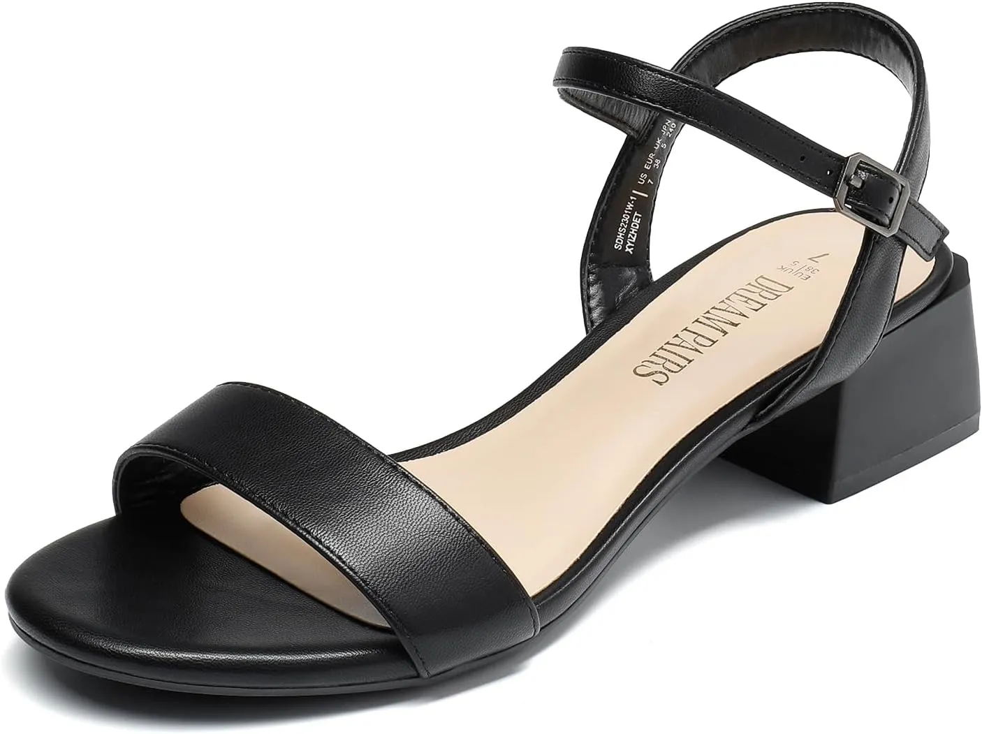DREAM PAIRS Women's Low Heels for Women Classic Open Toe Ankle Strap Block Chunky Heel Sandals Holiday Party Wedding Dress Pumps Shoes