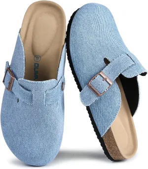 Dumalum Suede Clogs for Women & Men - Comfort Cork Footbed with Arch Support - Adjustable Buckle Mules Slip-On Sandals Unisex Potato Shoes Home Slippers