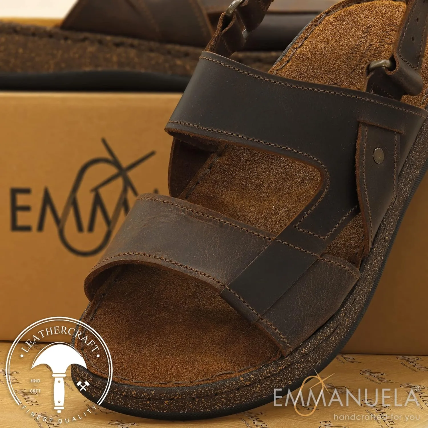 Emmanuela Ancient Greek Style Leather Sandals for Men, Quality Handmade Open Toe Men's Sandals, Slide on Summer Shoes, Slider Strappy Mules