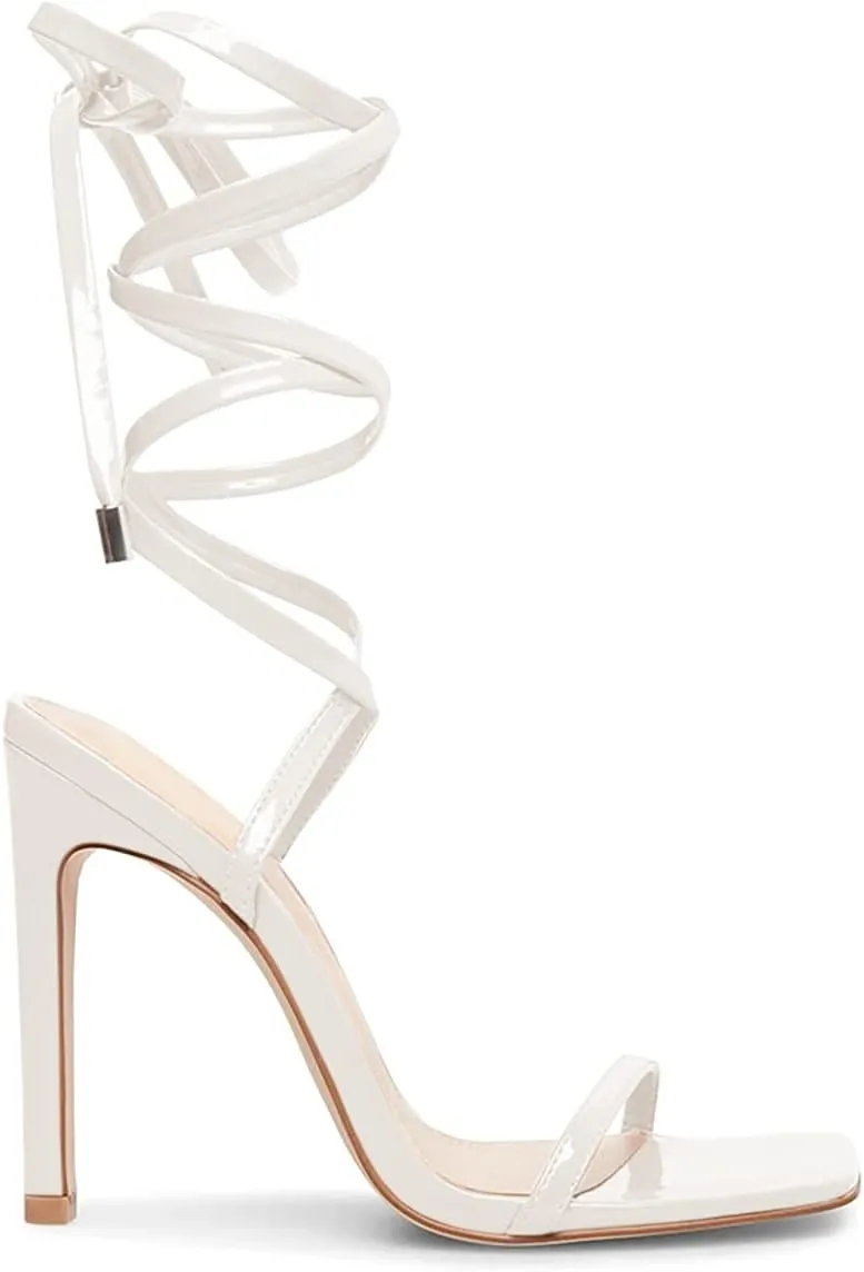 Ermonn Womens Strappy Lace Up Square Open Toe Stiletto Heeled Sandals High HeeIs Criss-Cross Summer Dress Wedding