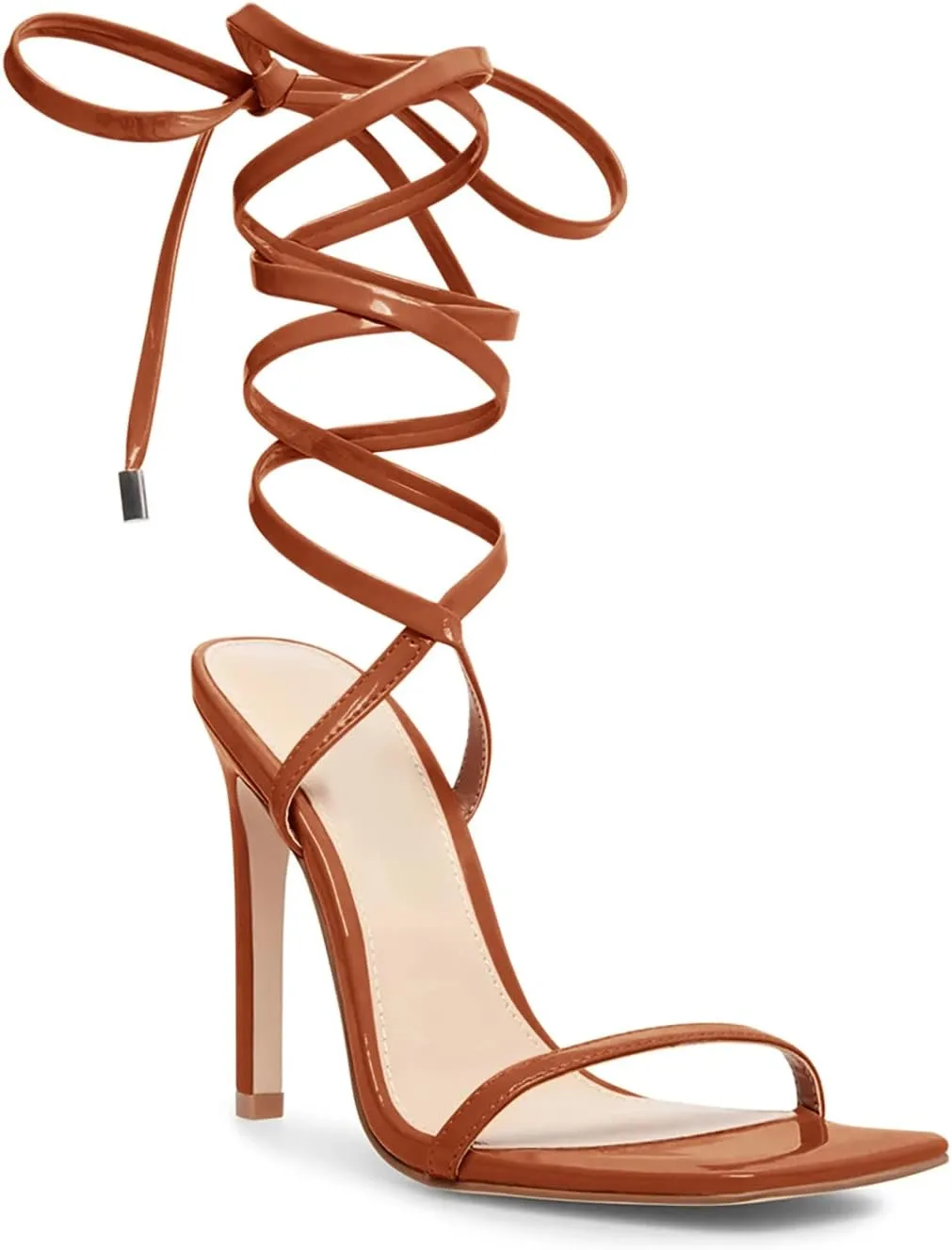 Ermonn Womens Strappy Lace Up Square Open Toe Stiletto Heeled Sandals High HeeIs Criss-Cross Summer Dress Wedding