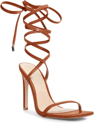Ermonn Womens Strappy Lace Up Square Open Toe Stiletto Heeled Sandals High HeeIs Criss-Cross Summer Dress Wedding