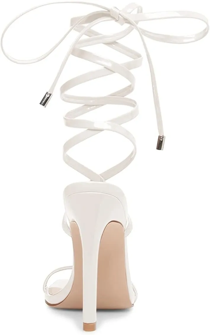 Ermonn Womens Strappy Lace Up Square Open Toe Stiletto Heeled Sandals High HeeIs Criss-Cross Summer Dress Wedding