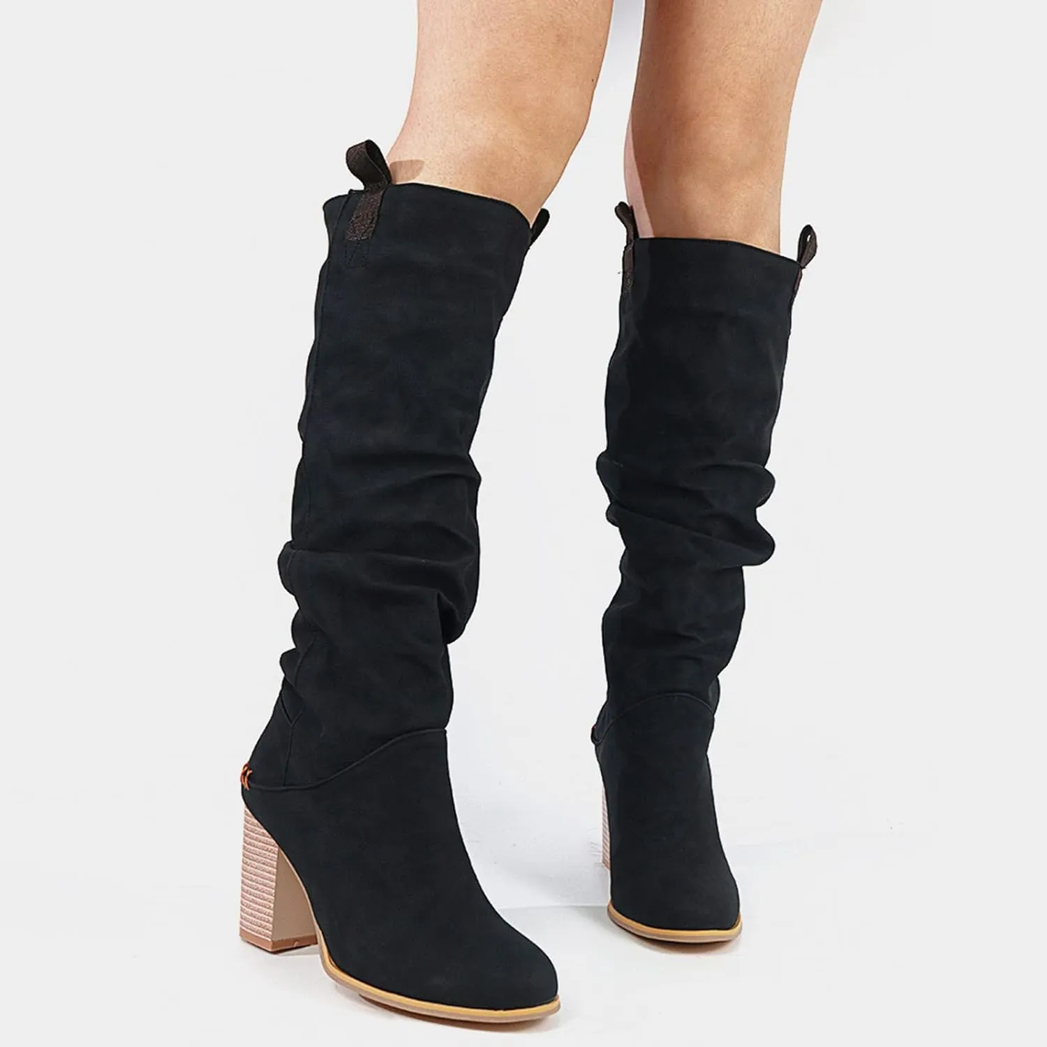 Erocalli Women's Knee High Boot Women Suede Thigh Boot Fashion Chunky Block High Heel Long Boots