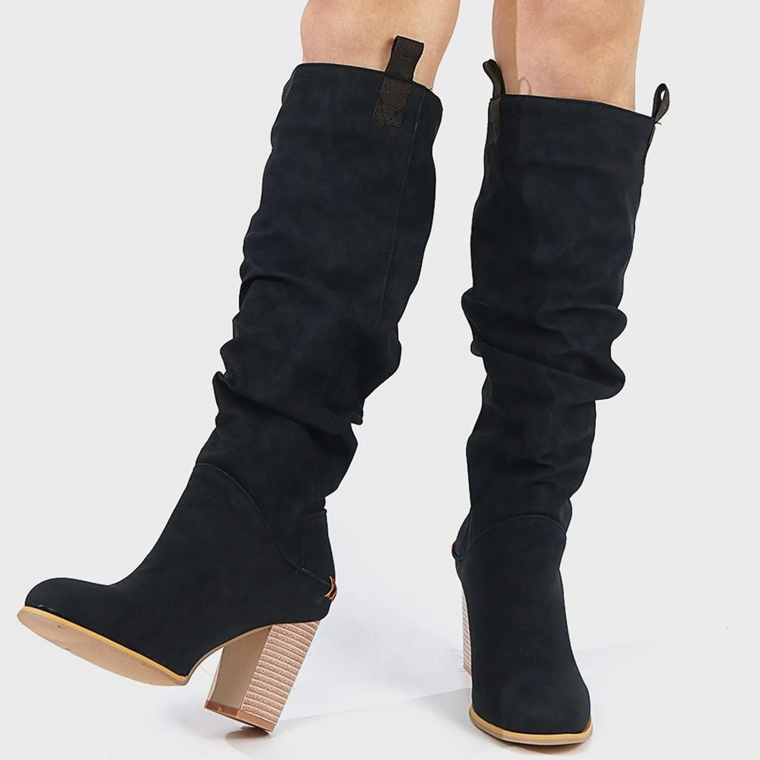 Erocalli Women's Knee High Boot Women Suede Thigh Boot Fashion Chunky Block High Heel Long Boots