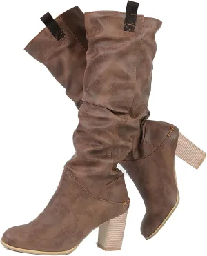 Erocalli Women's Knee High Boot Women Suede Thigh Boot Fashion Chunky Block High Heel Long Boots