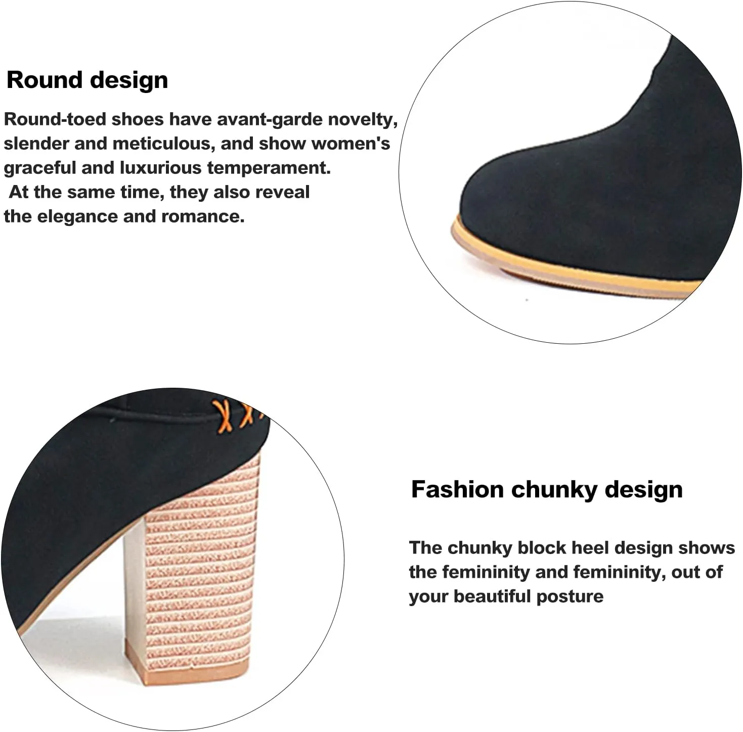 Erocalli Women's Knee High Boot Women Suede Thigh Boot Fashion Chunky Block High Heel Long Boots