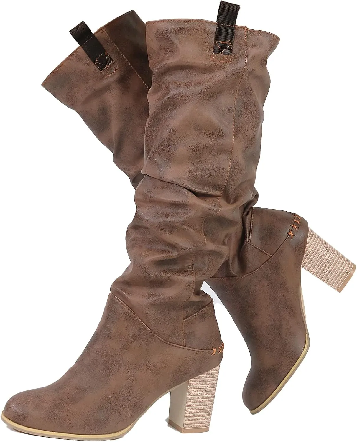 Erocalli Women's Knee High Boot Women Suede Thigh Boot Fashion Chunky Block High Heel Long Boots
