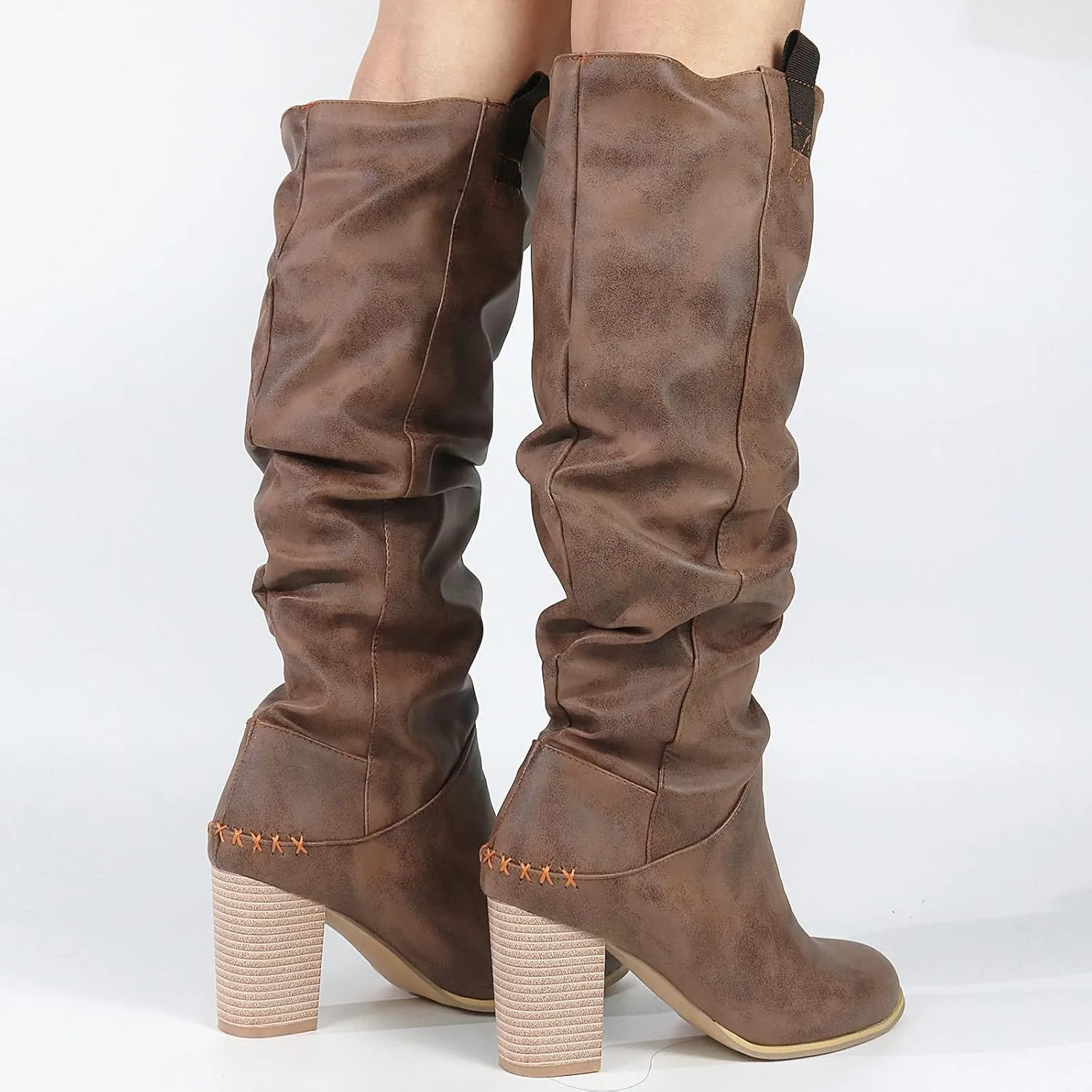 Erocalli Women's Knee High Boot Women Suede Thigh Boot Fashion Chunky Block High Heel Long Boots