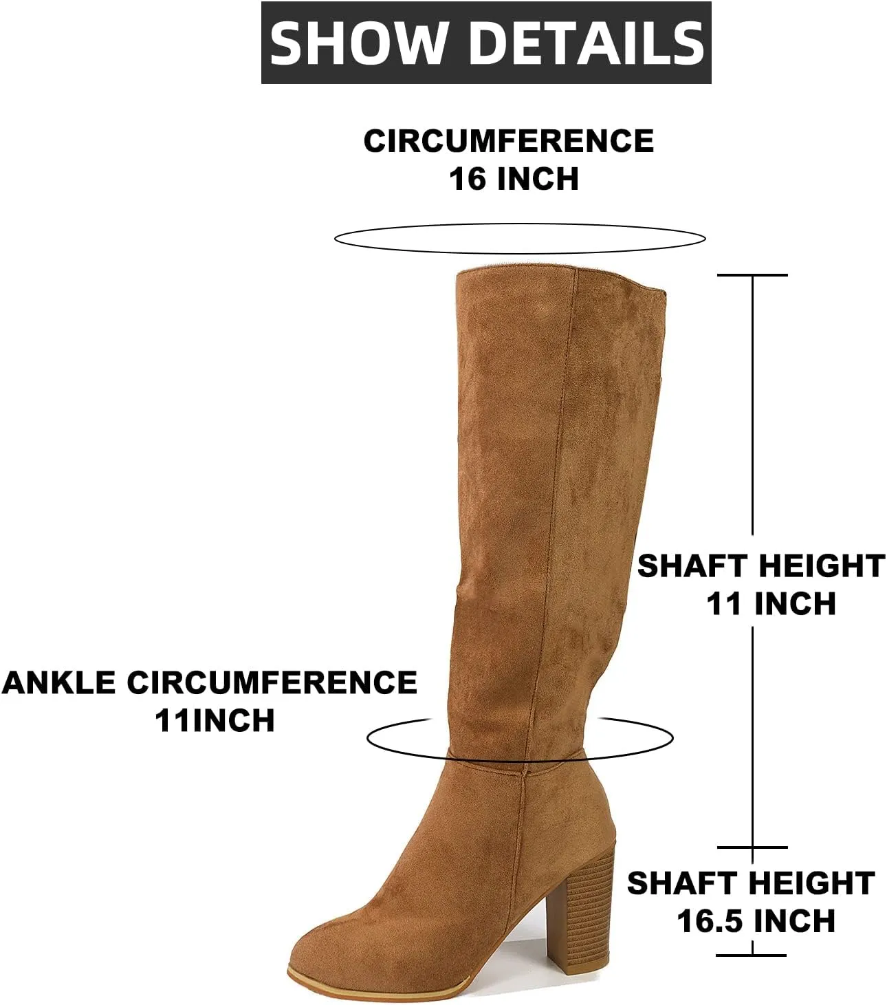 Erocalli Women's Knee High Boot Women Suede Thigh Boot Fashion Chunky Block High Heel Long Boots