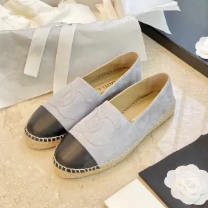 espadrilles grey suede black lambskin