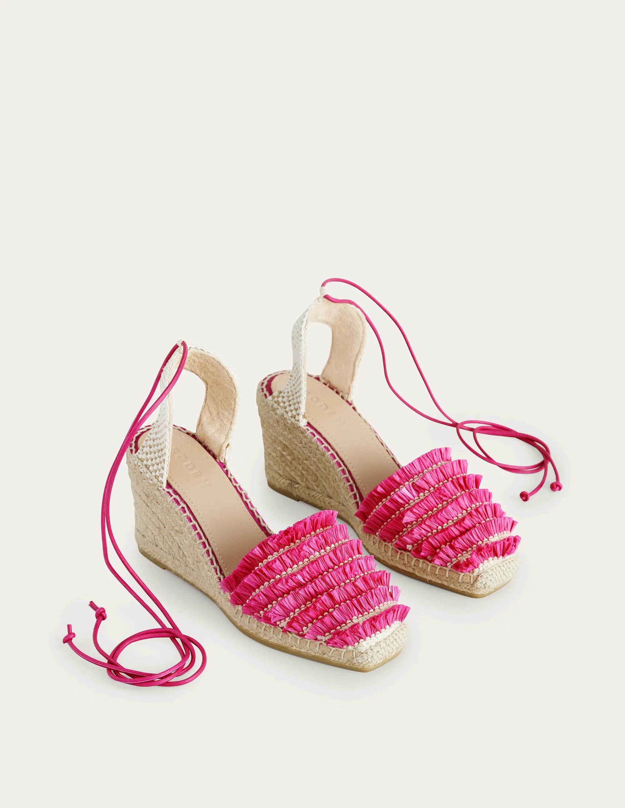Espadrilles mit Keilabsatz und Knöchelriemchen-Festivalrosa